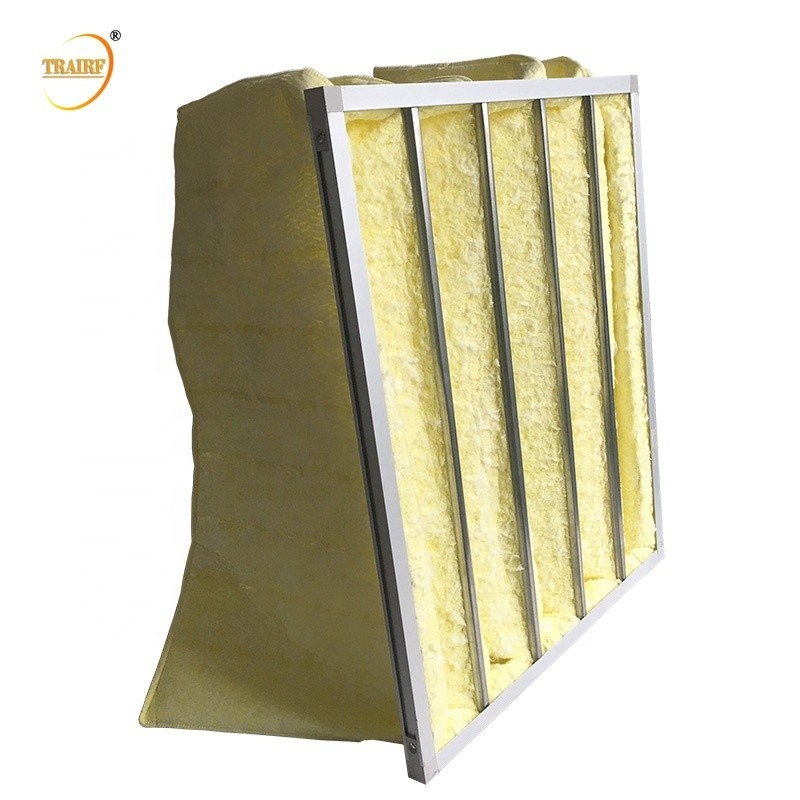 Filtro de aire de cristal del bolso del marco de la aleación de aluminio de fibra F8 65Pa para el aire acondicionado