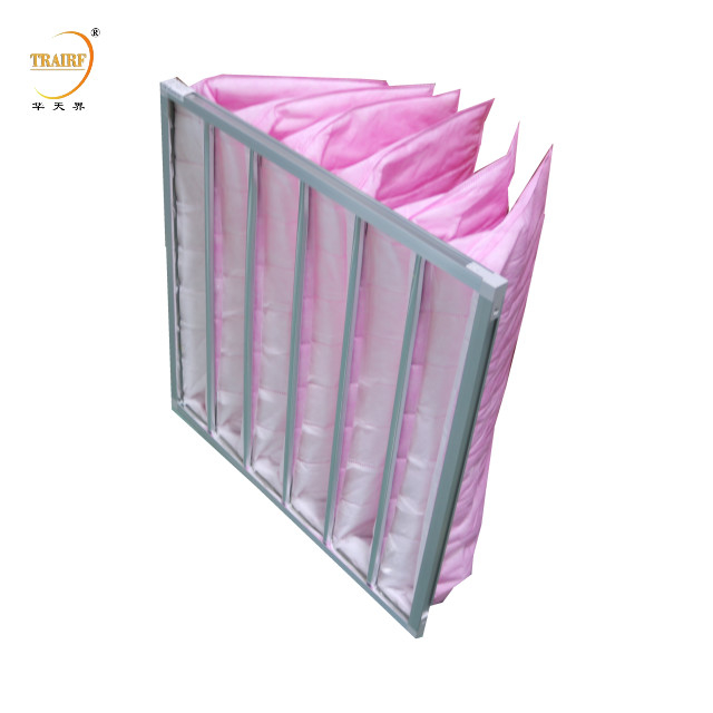 F8 Eficiencia Filtro de aire de bolsillo Nuevo filtro de bolsillo HVAC de tejido no tejido compuesto