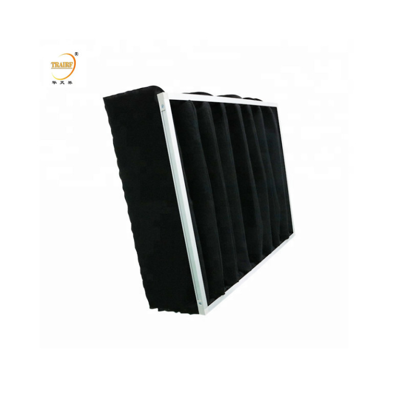 Filtros de bolsillo de carbono activado Filtro de aire de bolsas de fibra sintética con marco de aluminio
