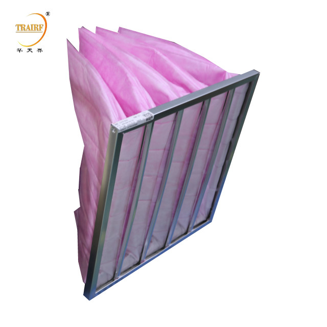 Filtro de aire de bolsa de efecto medio de HVAC Flujo de filtro de bolsillo industrial Filtro de aire